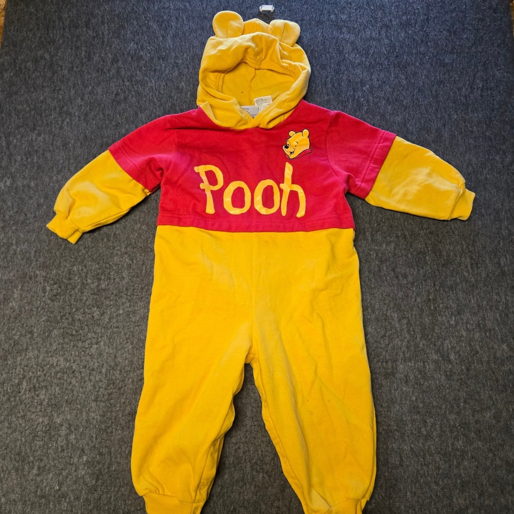 Disney Vintage 90s Winnie The Pooh Hooded Romper Costume Kids 2T 3T